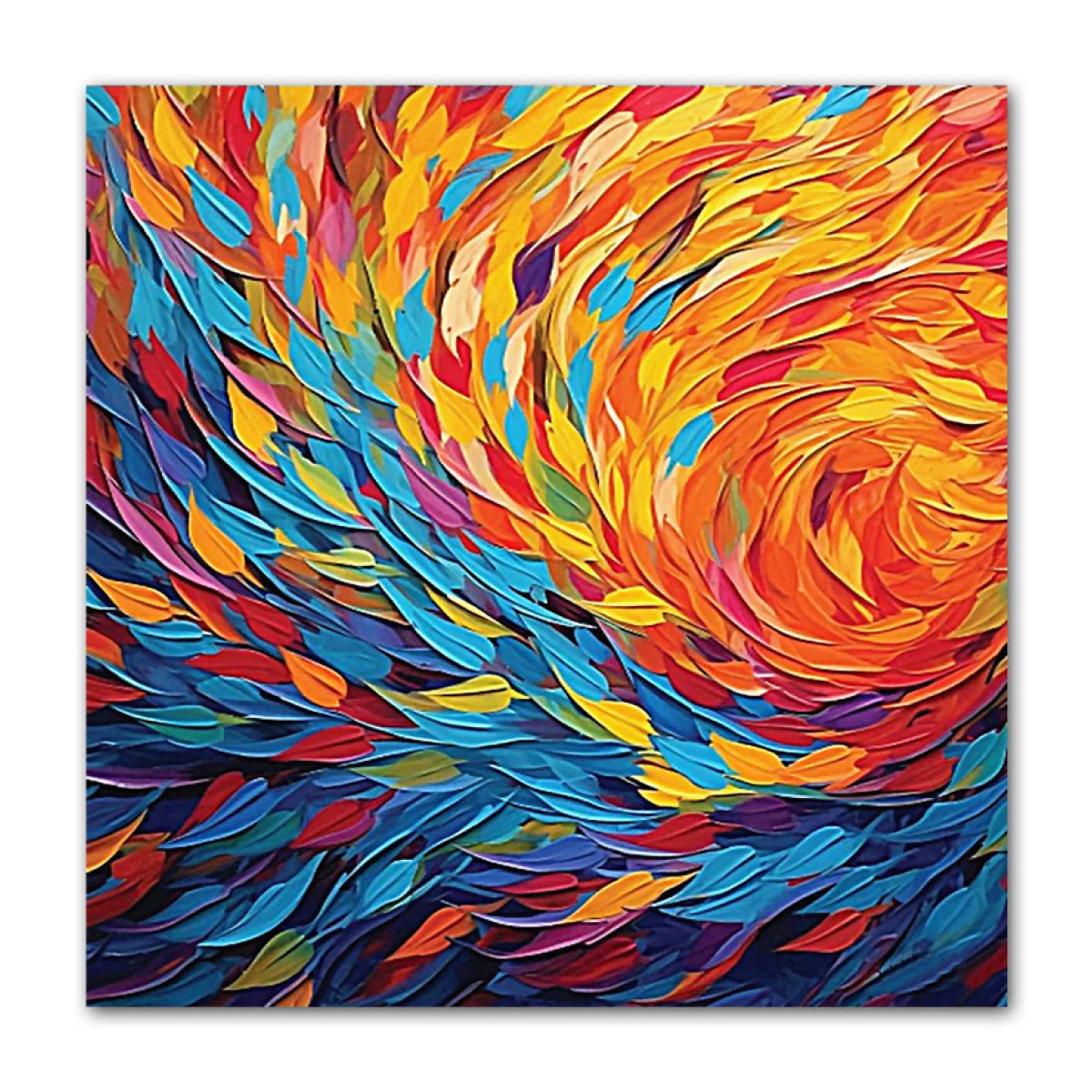 Flying Colorful Leaves 3d Heavy Textured Partial Oil Painting